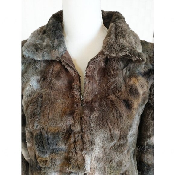 Andrea Faye Faux Fur Jacket Size Small Victoria Boa Cinchback Coat Equestrian - Picture 5 of 15